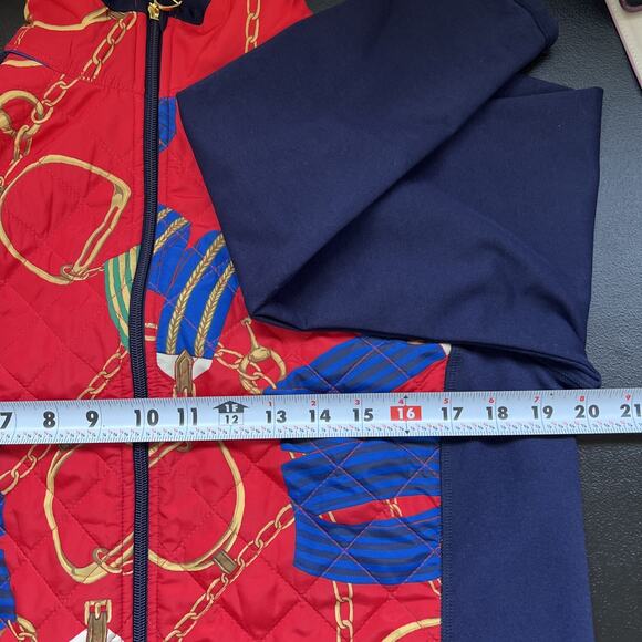 LRL Ralph Lauren Full Zip Jacket Large Blue Quilted Equestrian Pockets Horse Bit - Picture 8 of 9